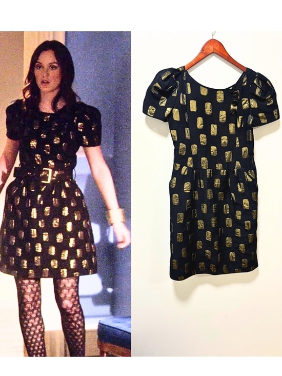 Marc Jacobs Dresses & Skirts - Marc Jacobs Black Mini Dress with Gold Metallic Motif Sz 2